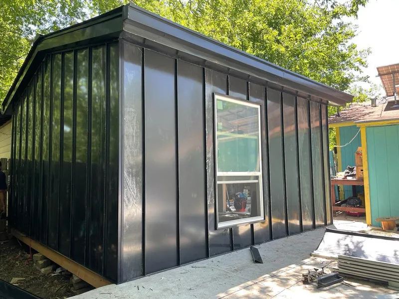 Black standing seam metal wall panels for Metal Roof Installation in Irvington